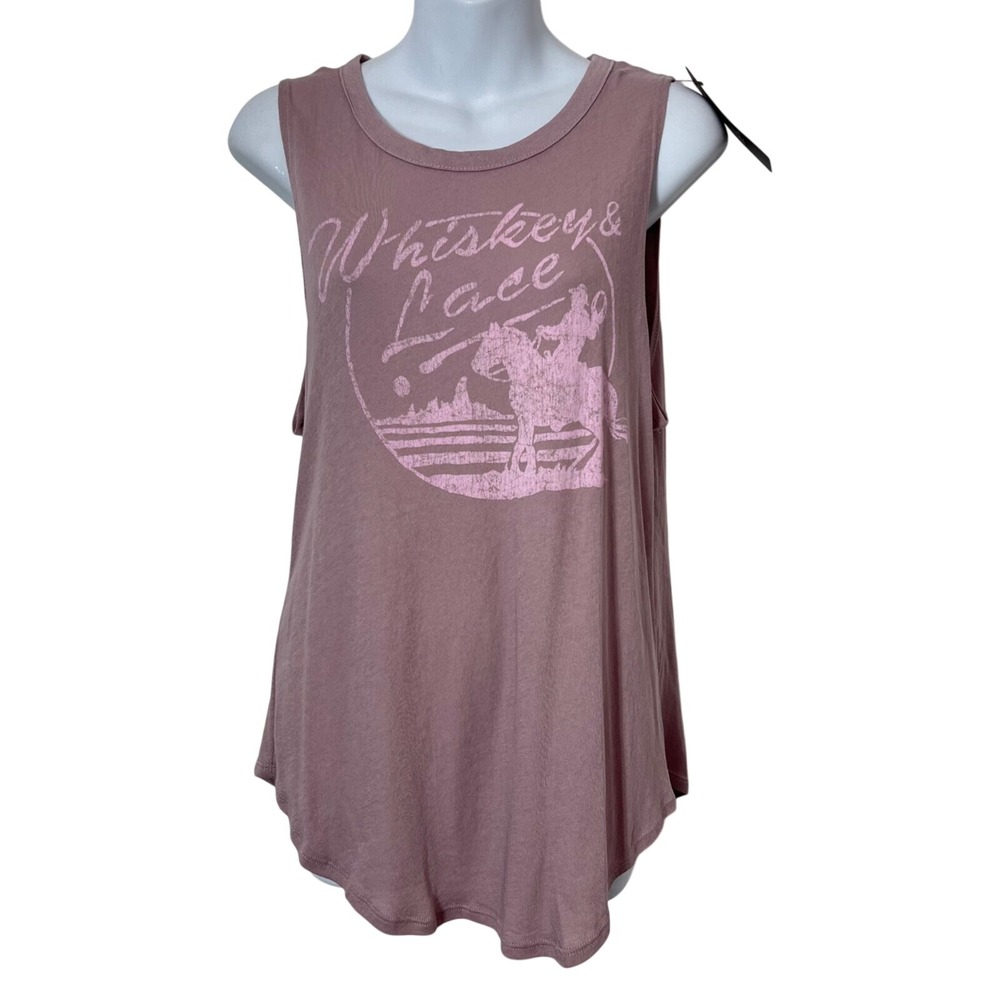 Chasor Whiskey & Lace Graphic Sleeveless Tank Top‎ Size L